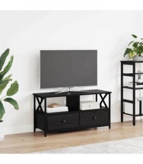 vidaXL TV Cabinet Black Oak 90 x 33 x 45 cm Engineered Wood and Steel
