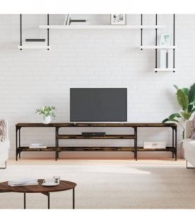 vidaXL TV Cabinet Smoked Oak 201x35x45 cm Engineered Wood&Iron