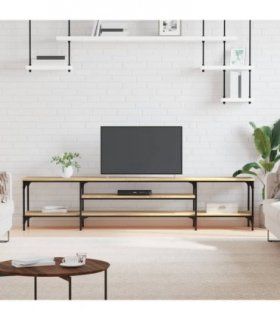 vidaXL TV Cabinet Sonoma Oak 201x35x45 cm Engineered Wood&Iron