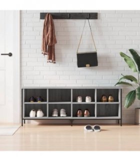vidaXL Shoe Cabinet Grey Sonoma 131x35x50 cm Engineered Wood — Size: 131 x 35 x 50 cm