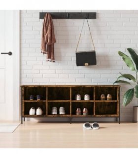 vidaXL Shoe Cabinet Smoked Oak 131x35x50 cm Engineered Wood — Size: 131 x 35 x 50 cm