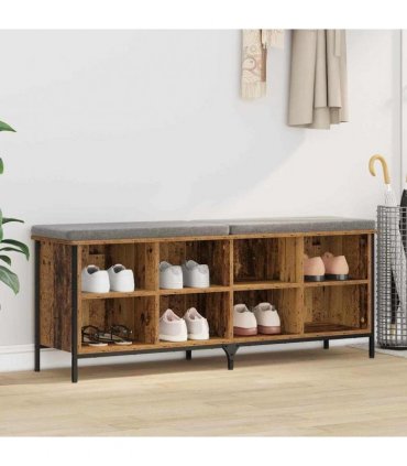 vidaXL Shoe Cabinet Old Wood 131 x 35 x 50 cm Engineered Wood and Iron
