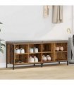 vidaXL Shoe Cabinet Old Wood 131 x 35 x 50 cm Engineered Wood and Iron