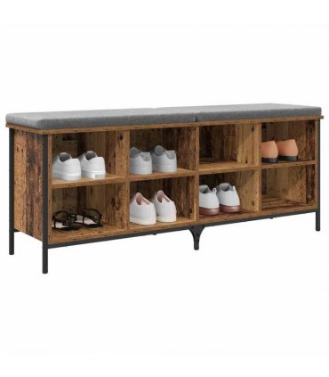 vidaXL Shoe Cabinet Old Wood 131 x 35 x 50 cm Engineered Wood and Iron