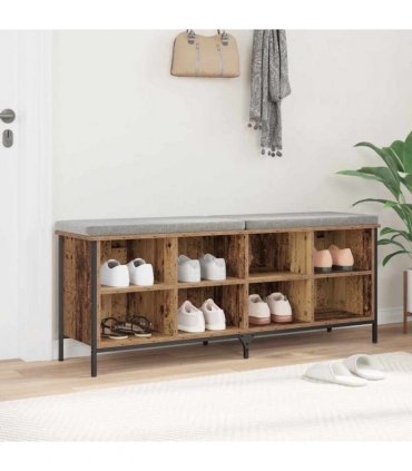 vidaXL Shoe Cabinet Old Wood 131 x 35 x 50 cm Engineered Wood and Iron