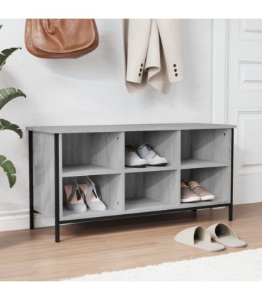 vidaXL Shoe Cabinet Grey Sonoma 100x35x50 cm Engineered Wood — Size: 100 x 35 x 50 cm