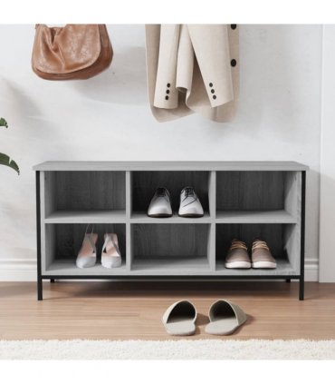 vidaXL Shoe Cabinet Grey Sonoma 100x35x50 cm Engineered Wood — Size: 100 x 35 x 50 cm