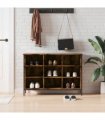 vidaXL Shoe Cabinet Smoked Oak 100x35x70 cm Engineered Wood — Size: 100 x 35 x 70 cm