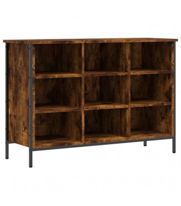 vidaXL Shoe Cabinet Smoked Oak 100x35x70 cm Engineered Wood — Size: 100 x 35 x 70 cm