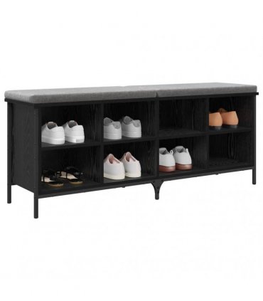 vidaXL Shoe Cabinet with Shelf with Storage Black Oak 131 x 35 x 50 cm