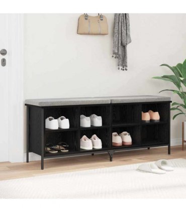 vidaXL Shoe Cabinet with Shelf with Storage Black Oak 131 x 35 x 50 cm
