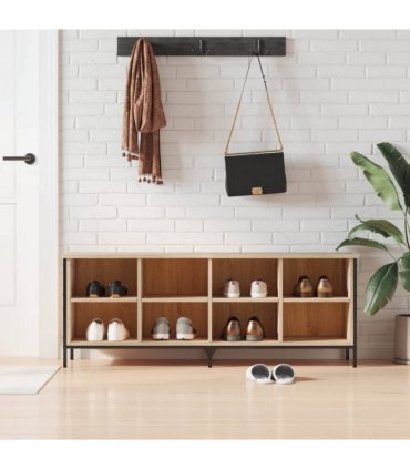 vidaXL Shoe Cabinet Sonoma Oak 131x35x50 cm Engineered Wood — Size: 131 x 35 x 50 cm
