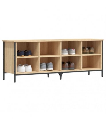 vidaXL Shoe Cabinet Sonoma Oak 131x35x50 cm Engineered Wood — Size: 131 x 35 x 50 cm