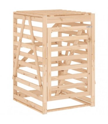 vidaXL Wheelie Bin Storage 84x90x128.5 cm Solid Wood Pine — Colour: natural pine, Size: 84 x 90 x 128.5 cm