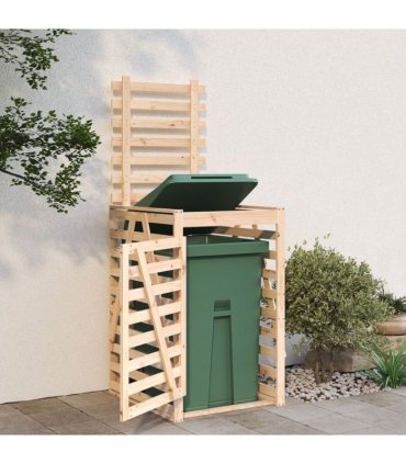 vidaXL Wheelie Bin Storage 84x90x128.5 cm Solid Wood Pine — Colour: natural pine, Size: 84 x 90 x 128.5 cm