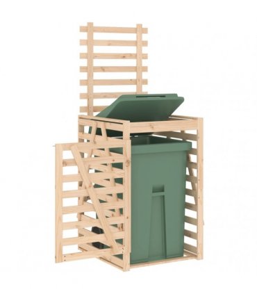 vidaXL Wheelie Bin Storage 84x90x128.5 cm Solid Wood Pine — Colour: natural pine, Size: 84 x 90 x 128.5 cm