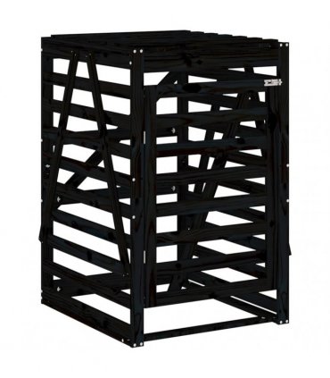 vidaXL Wheelie Bin Storage Black 84x90x128.5 cm Solid Wood Pine — Colour: black pine, Size: 84 x 90 x 128.5 cm