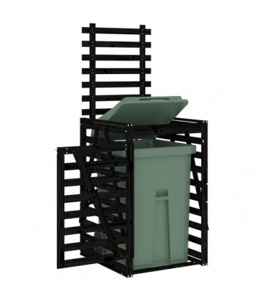 vidaXL Wheelie Bin Storage Black 84x90x128.5 cm Solid Wood Pine — Colour: black pine, Size: 84 x 90 x 128.5 cm