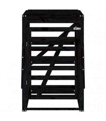 vidaXL Wheelie Bin Storage Black 84x90x128.5 cm Solid Wood Pine — Colour: black pine, Size: 84 x 90 x 128.5 cm