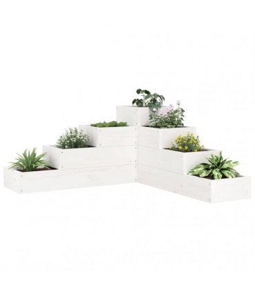 vidaXL Garden Planter 4-Tier 80.5x79x36 cm White Solid Wood Pine — Colour: white pine, Size: 80.5 x 79 x 36 cm