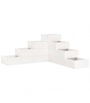 vidaXL Garden Planter 4-Tier 80.5x79x36 cm White Solid Wood Pine — Colour: white pine, Size: 80.5 x 79 x 36 cm