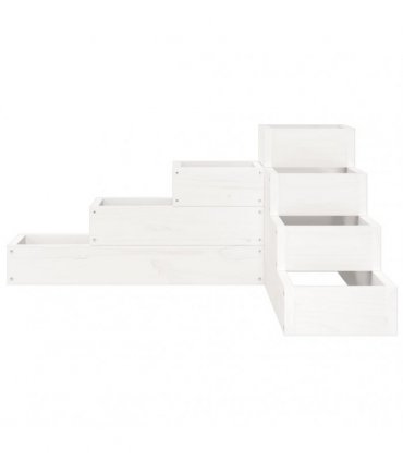 vidaXL Garden Planter 4-Tier 80.5x79x36 cm White Solid Wood Pine — Colour: white pine, Size: 80.5 x 79 x 36 cm
