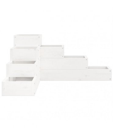 vidaXL Garden Planter 4-Tier 80.5x79x36 cm White Solid Wood Pine — Colour: white pine, Size: 80.5 x 79 x 36 cm