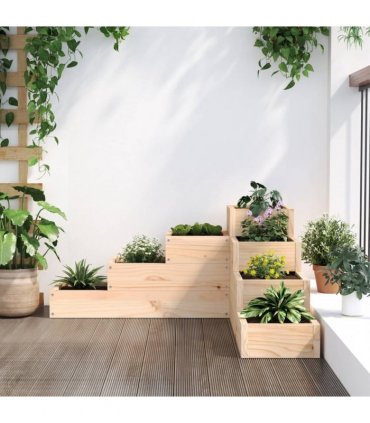 vidaXL Garden Planter 4-Tier 80.5x79x36 cm Solid Wood Pine — Colour: natural pine, Size: 80.5 x 79 x 36 cm