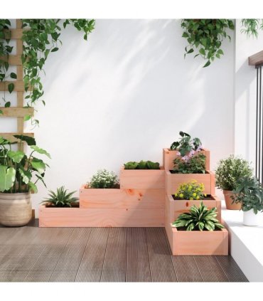 vidaXL Garden Planter 4-Tier 80.5x79x36 cm Solid Wood Douglas — Colour: natural douglas, Size: 80.5 x 79 x 36 cm