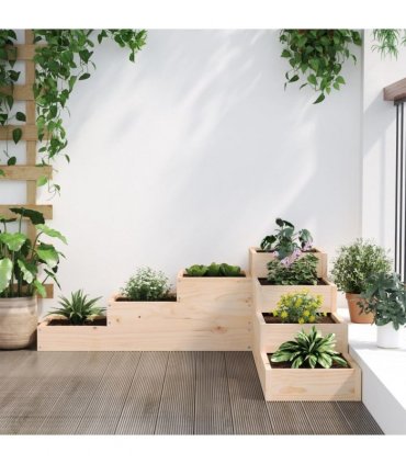 vidaXL Garden Planter 4-Tier 106x104.5x36 cm Solid Wood Pine — Colour: natural pine, Size: 106 x 104.5 x 36 cm