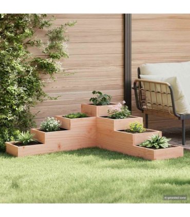 vidaXL Garden Planter 4-Tier 106x104.5x36 cm Solid Wood Douglas — Colour: natural douglas, Size: 106 x 104.5 x 36 cm