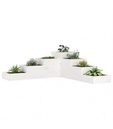 vidaXL Garden Planter 4-Tier 106x104.5x36 cm White Solid Wood Pine — Colour: white pine, Size: 106 x 104.5 x 36 cm