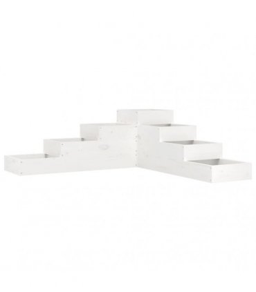 vidaXL Garden Planter 4-Tier 106x104.5x36 cm White Solid Wood Pine — Colour: white pine, Size: 106 x 104.5 x 36 cm