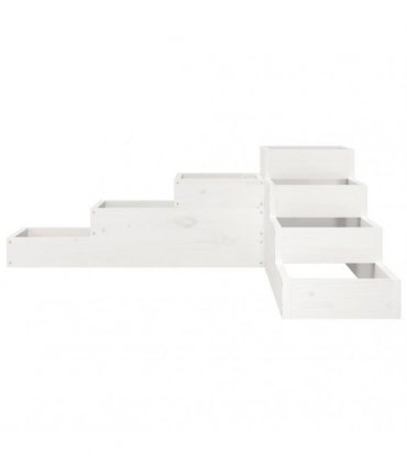 vidaXL Garden Planter 4-Tier 106x104.5x36 cm White Solid Wood Pine — Colour: white pine, Size: 106 x 104.5 x 36 cm