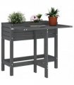 vidaXL Garden Planter with Folding Tabletop Grey Solid Wood Pine — Colour: grey pine
