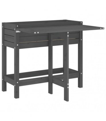 vidaXL Garden Planter with Folding Tabletop Grey Solid Wood Pine — Colour: grey pine