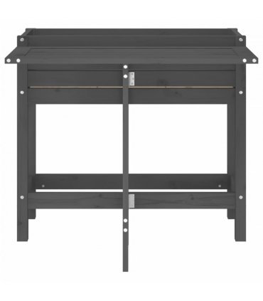 vidaXL Garden Planter with Folding Tabletop Grey Solid Wood Pine — Colour: grey pine
