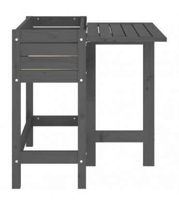 vidaXL Garden Planter with Folding Tabletop Grey Solid Wood Pine — Colour: grey pine