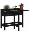 vidaXL Garden Planter with Folding Tabletop Black Solid Wood Pine — Colour: black pine