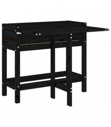 vidaXL Garden Planter with Folding Tabletop Black Solid Wood Pine — Colour: black pine