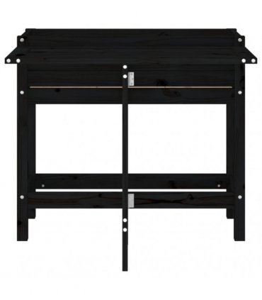 vidaXL Garden Planter with Folding Tabletop Black Solid Wood Pine — Colour: black pine