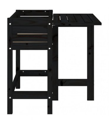 vidaXL Garden Planter with Folding Tabletop Black Solid Wood Pine — Colour: black pine
