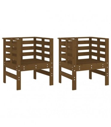 vidaXL Garden Chairs 2 pcs Honey Brown 61.5x53x71 cm Solid Wood Pine — Colour: honey brown pine