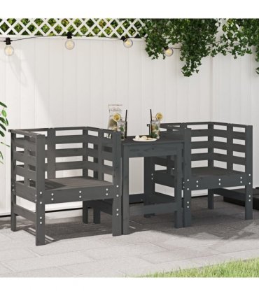 vidaXL Garden Chairs 2 pcs Grey 61.5x53x71 cm Solid Wood Pine — Colour: grey pine
