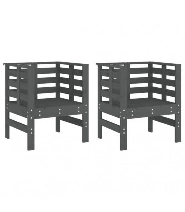 vidaXL Garden Chairs 2 pcs Grey 61.5x53x71 cm Solid Wood Pine — Colour: grey pine