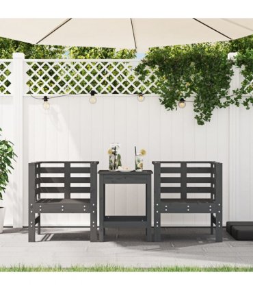 vidaXL Garden Chairs 2 pcs Grey 61.5x53x71 cm Solid Wood Pine — Colour: grey pine