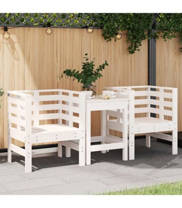 vidaXL Garden Chairs 2 pcs White 61.5x53x71 cm Solid Wood Pine — Colour: white pine