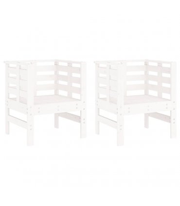 vidaXL Garden Chairs 2 pcs White 61.5x53x71 cm Solid Wood Pine — Colour: white pine