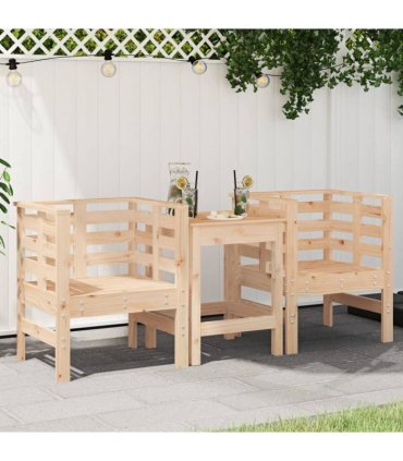 vidaXL Garden Chairs 2 pcs 61.5x53x71 cm Solid Wood Pine — Colour: natural pine