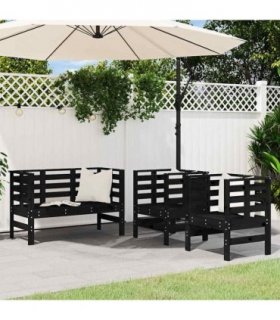 vidaXL 3 Piece Garden Lounge Set Black Solid Wood Pine — Colour: black pine